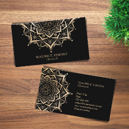 Elegant guld lotus yoga-instruktör mandala visitkort