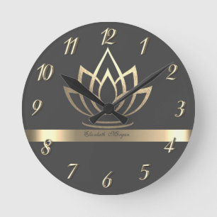Elegant Guld Lotus, Yoga Rund Klocka