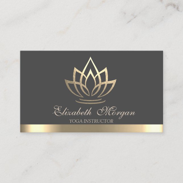 Elegant Guld Lotus, Yogainstruktör Visitkort (Framsida)