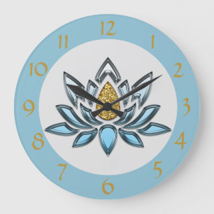 Elegant Guld Lotus Zen Yoga Meditation Stor Klocka