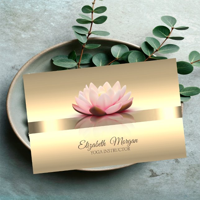 Elegant Guld Lotusblomma Yoga Instruktör Visitkort (Skapare uppladdad)