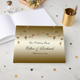 Elegant Guld Löv Bröllop Gästböcker