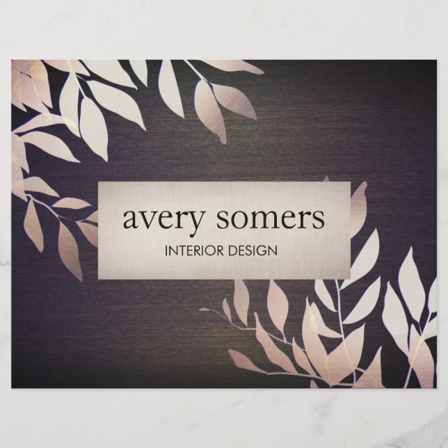 Elegant Guld Löv Inredingsdesign Wood Nature 2 Reklamblad (Framsidan)