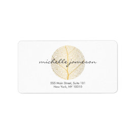 Elegant Guld Löv Logotyp om Vita Adressetikett