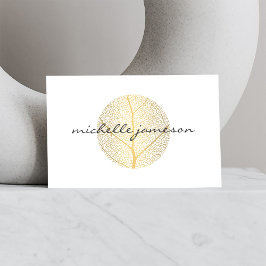 Elegant Guld Löv Logotyp om Vita Visitkort