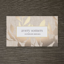 Elegant Guld Löv Modern Inredingsdesign Beige Visitkort