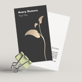 Elegant Guld Löv Simple Black Affärskort Visitkort