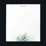 Elegant Guld Löv Succulents Greenery Anteckningsblock<br><div class="desc">Vattenfärgsukulor och anteckningsblock i guld grey löv elegant</div>