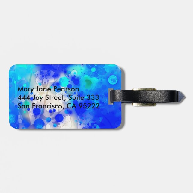 Elegant guld- Luxe blåttblommigtvattenfärg Bagagebricka (Baksida Vågrät)