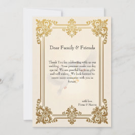 Elegant Guld Luxury Forme Bröllop Tack Kort