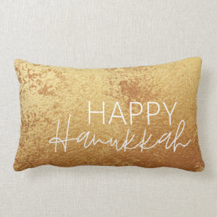 Elegant Guld Lycklig Hanukkah Lumbar Pillow Lumbarkudde