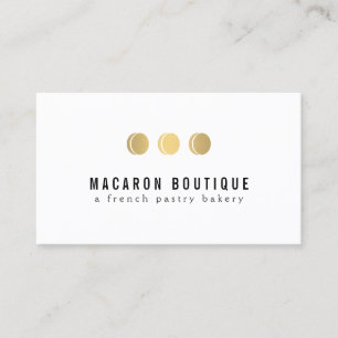 Elegant Guld Macaron Trio Logotyp om vit Visitkort