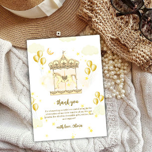 Elegant Guld Magic Balloon Carousel Baby Shower Tack Kort