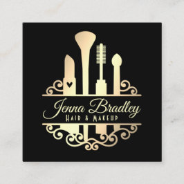 Elegant Guld Makeup Verktyg Beauty Industry Fyrkantigt Visitkort