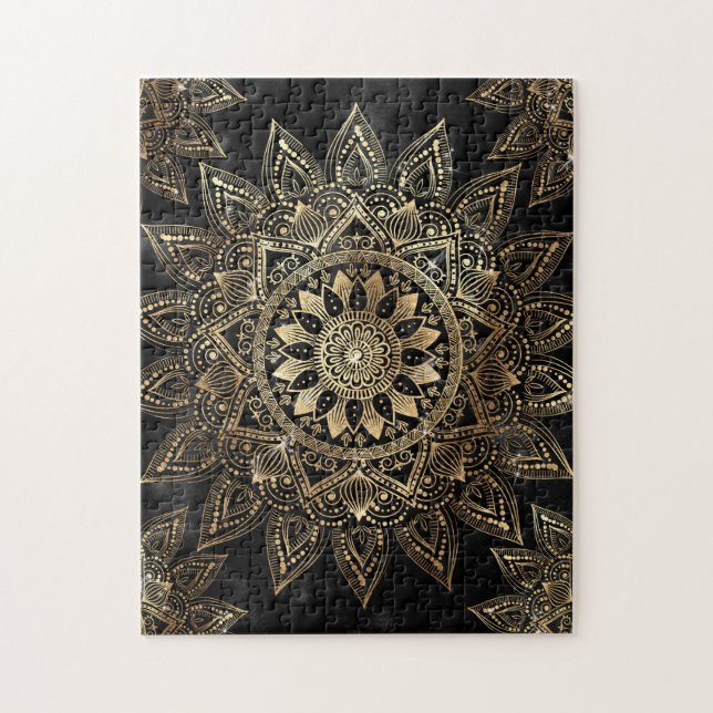 Elegant Guld Mandala Black Design Pussel (Vertikal)