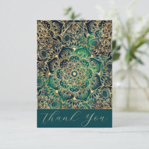 Elegant Guld Mandala Blommigt Grönt Blue Tack Kort