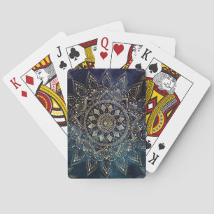 Elegant Guld Mandala Blue Galaxy Casinokort