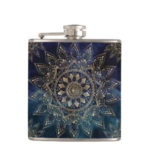 Elegant Guld Mandala Blue Galaxy Design Fickplunta