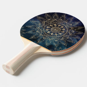 Elegant Guld Mandala Blue Galaxy Design Pingisracket