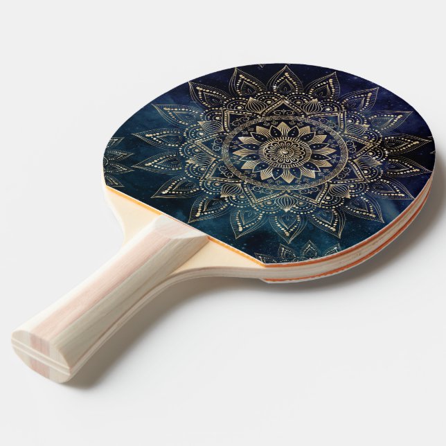 Elegant Guld Mandala Blue Galaxy Pingisracket (Frontvinkel)