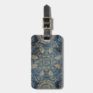 Elegant Guld Mandala Blue Stollig Design Bagagebricka