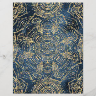 Elegant Guld Mandala Blue Stollig Design Brevhuvud