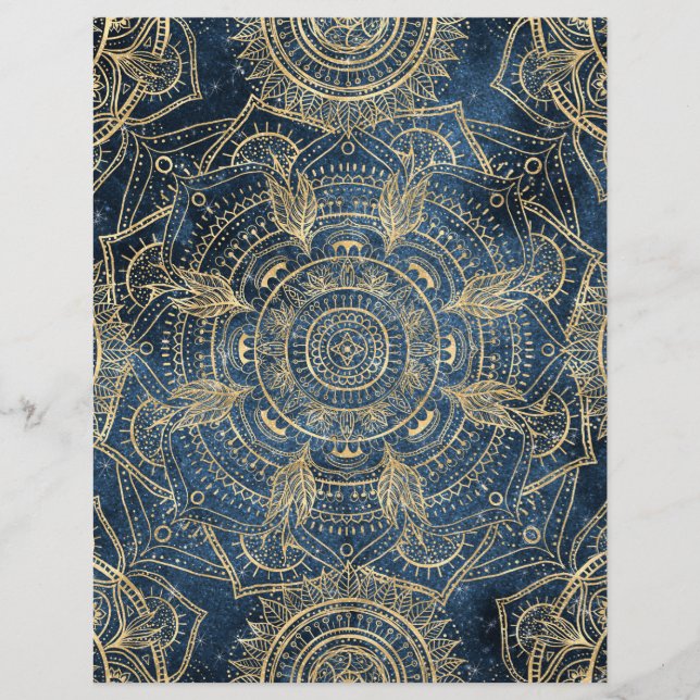 Elegant Guld Mandala Blue Stollig Design Brevhuvud (Framsida)