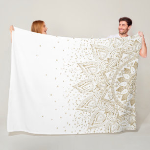 Elegant Guld Mandala Confetti Design Fleecefilt