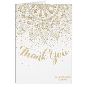 Elegant Guld Mandala Confetti Design Hälsningskort