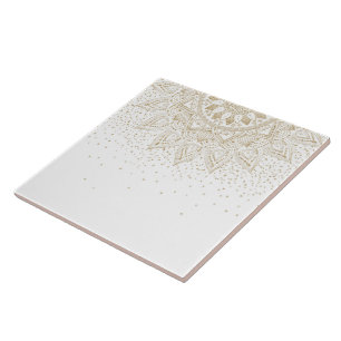 Elegant Guld Mandala Confetti Design Kakelplatta