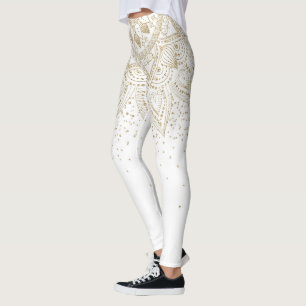 Elegant Guld Mandala Confetti Design Leggings