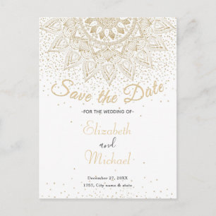 Elegant Guld Mandala Confetti Design Meddelande Vykort
