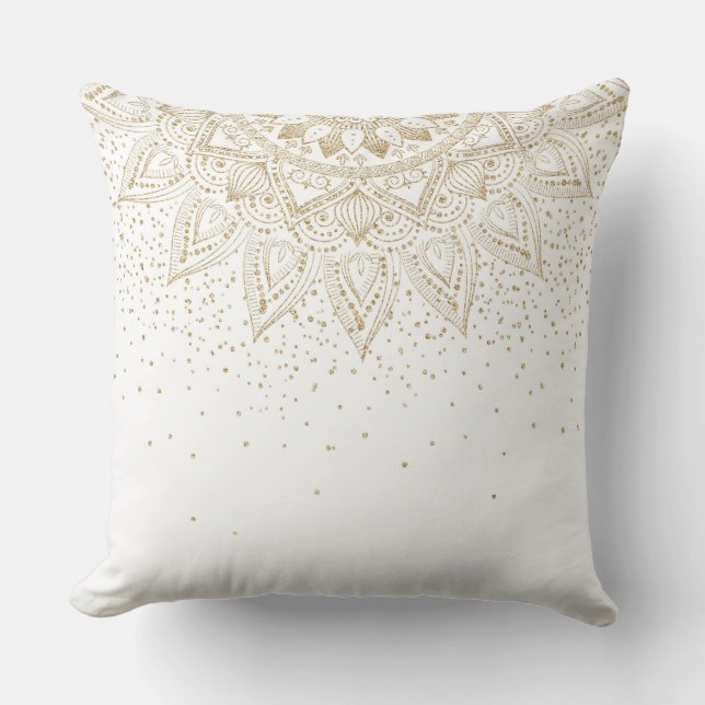 Elegant Guld Mandala Dots Design Kudde (Framsida)