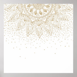 Elegant Guld Mandala Dots Design Poster