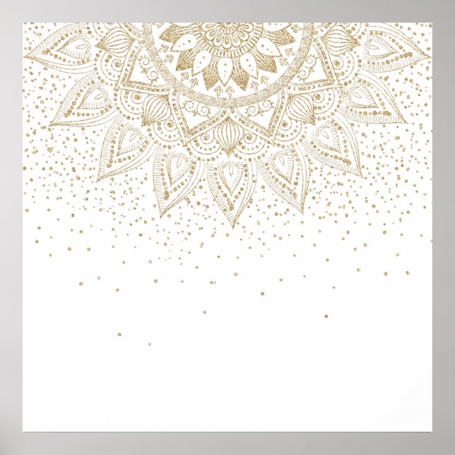 Elegant Guld Mandala Dots Design Poster (Framsidan)