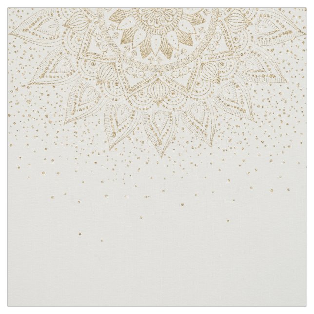Elegant Guld Mandala Dots Design Tyg (Provkarta)
