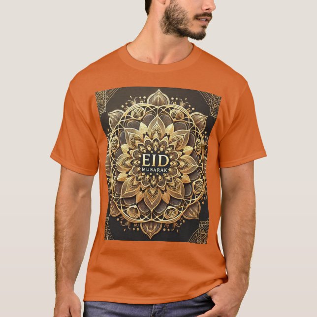 Elegant Guld Mandala Eid Mubarak T Shirt (Framsida)