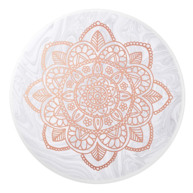 Elegant Guld Mandala Marble Knopp (Framsidan)