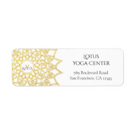 Elegant Guld Mandala Monogram Returadress Returadress Etikett