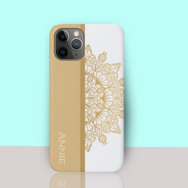 Elegant Guld Mandala Mönster om vita Namn