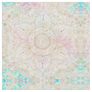 Elegant Guld Mandala och Holografisk Glitter desig Tyg