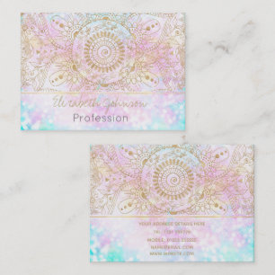 Elegant Guld Mandala och Holografisk Glitter desig Visitkort