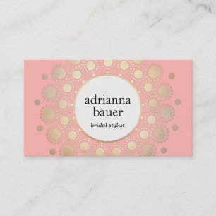 Elegant Guld Mandala Rosa Beauty Salon Visitkort