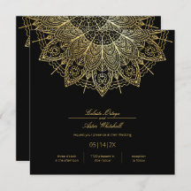 Elegant Guld Mandala Simple Black Bröllop
