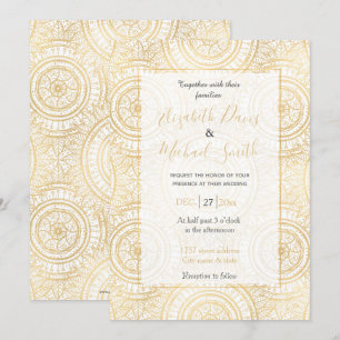 Elegant Guld Mandala Solrosvit Mönster Inbjudningar