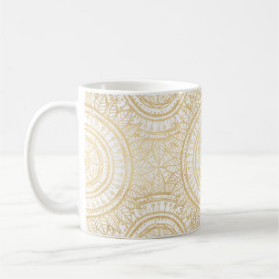 Elegant Guld Mandala Solrosvit Mönster Kaffemugg