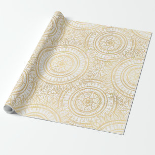 Elegant Guld Mandala Solrosvit Mönster Presentpapper