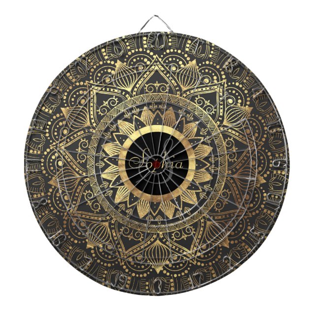 Elegant guld mandala-teckningar darttavla (Framsidan)