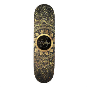 Elegant guld mandala-teckningar mini skateboard bräda 18,7 cm