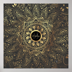 Elegant guld mandala-teckningar poster